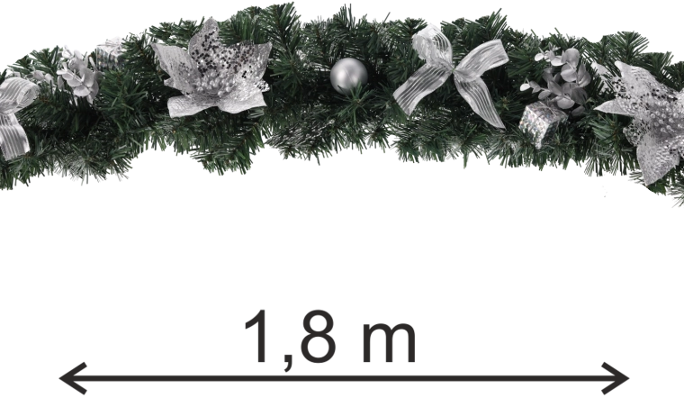 Sølvfarvet juleguirlande 1,8 m