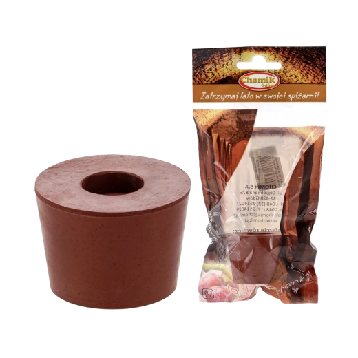 Gummikonisk prop med hul til gærrør