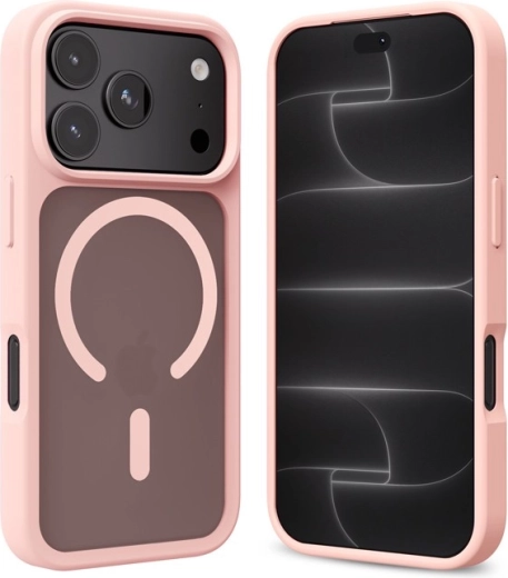 Crong Hybrid Matte Magnetic MagSafe-cover til iPhone 18 Pro / iPhone 17 Pro, lyserød