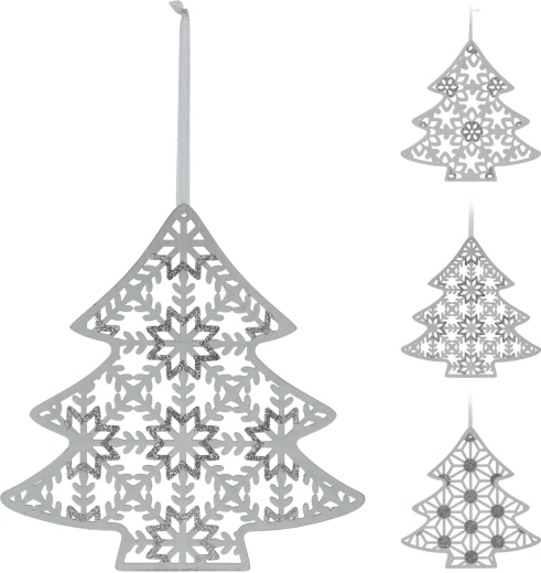 Hængende trædekoration træ 30 cm hvid