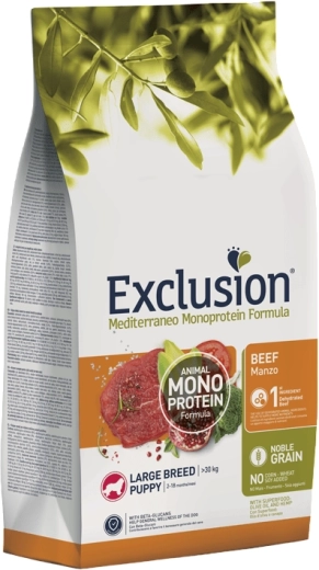 Exclusion Puppy large breed oksekødsfoderpiller til hvalpe af store racer 12 kg