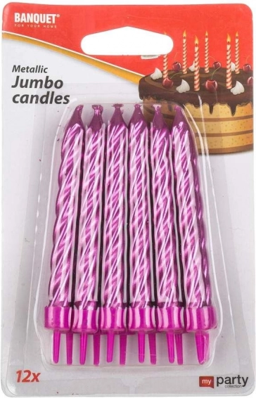 Jumbo fødselsdagslys MY PARTY - pakke med 12 stk.