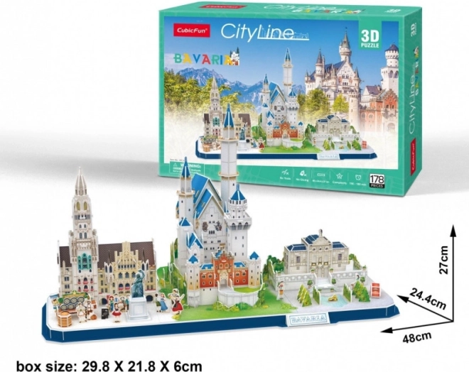 CUBICFUN 3D puslespil CityLine panorama Bayern – 178 brikker