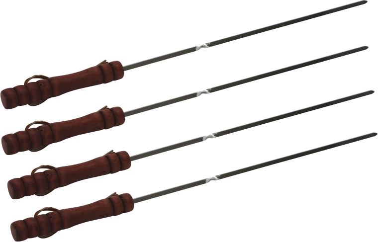 Metalliske grillspyd til shashlik 40 cm med træhåndtag (4 stk.)