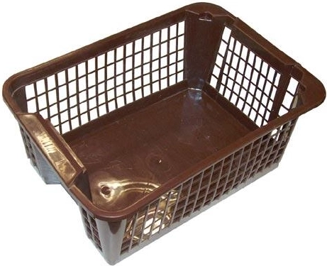 Stabelbar plastkurv 36 x 26 x 14 cm – Brun