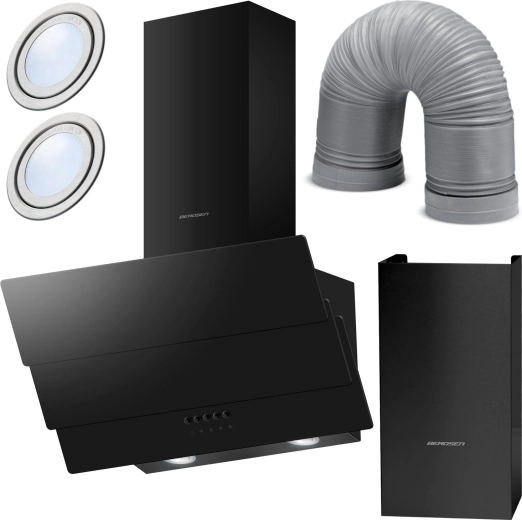 Skorsten-køkkenemhætte 60 cm Berdsen BT-212, sort