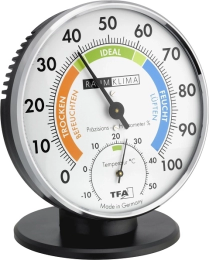 Analogt termometer med hygrometer TFA med metalring
