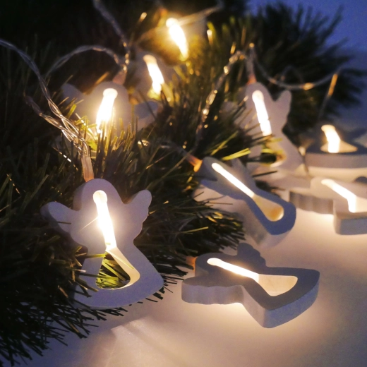 LED lyskæde træengle på batteri, 10 LED