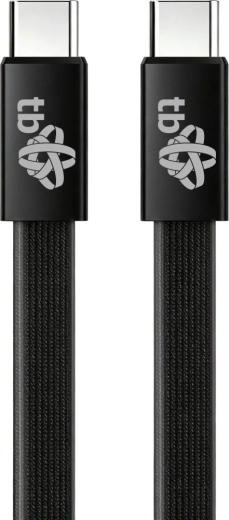 Fladt USB-C til USB-C-silikonekabel, 1 m – Sort