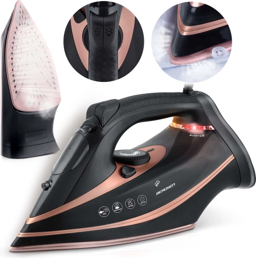 Dampstrygejern BERDSEN 3000 W med keramisk strygesål og vertikal damp