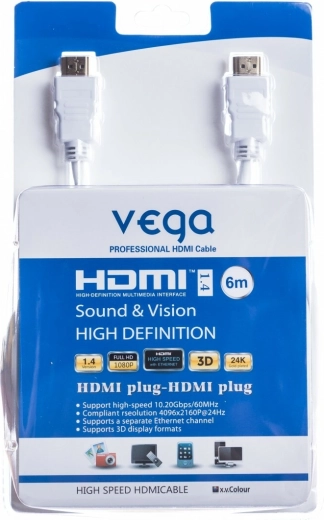 HDMI-kabel 6 m hvid Vega