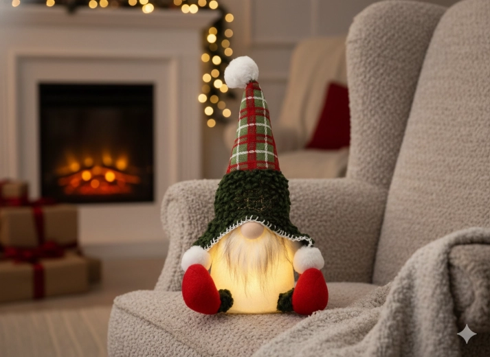 Juleskørt nisse siddende grøn 22 × 17 × 34 cm