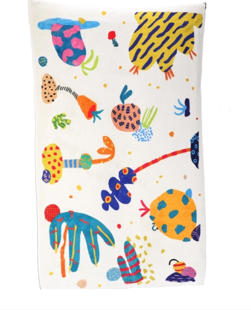 Tæppe, baby-kravlemåtte, 140 x 80 cm, beige farve