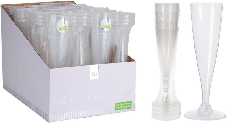 Plastiske champagneglas fløjte 130 ml, sæt med 4 stk.