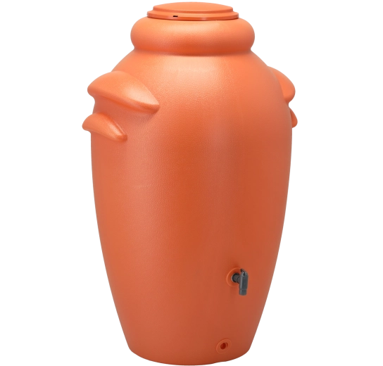 Haveregnvandstank med blomsterkumme 350 l murstensfarvet