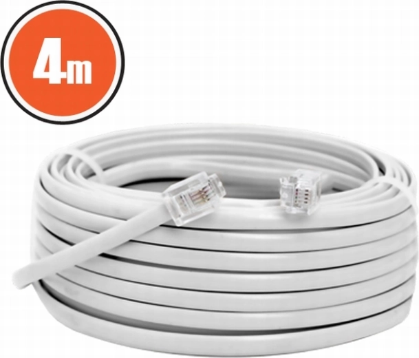 Telefonkabel 6P4C, 4 m, hvidt