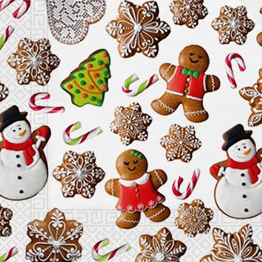 Juleservietter med honningkagemænd, 3-lags 33 × 33 cm