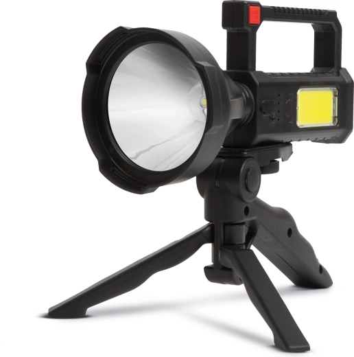 Multifunktionel genopladelig LED-lommelygte med arbejdslys og stativ, 580 lm