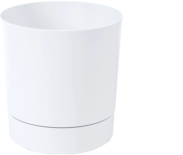 Blomsterkrukke med underskål Aura 32,5 cm hvid LAMELA