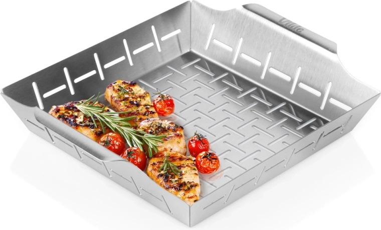 Perforeret grillkurv i rustfrit stål 27 × 23 × 5 cm VILDE