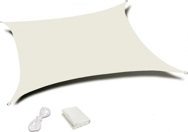 Rektangulær skygge-sejl 2 × 3 m, vandafvisende, beige, MultiGarden