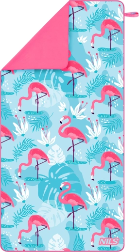 Hurtigttørrende mikrofiberhåndklæde NILS Camp flamingo 160 × 80 cm