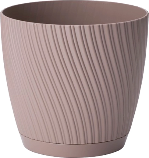 Mika Eco Recycled urtepotte med underskål 27 cm grå‑beige