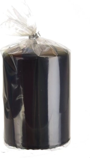 Blank, skinnende sort dekorationslys (cylinder) 10 cm