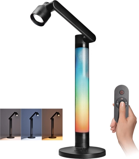 Solight LED dæmpbar bordlampe med RGB-bagbelysning 10 W 600 lm med fjernbetjening