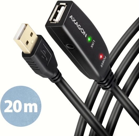 Axagon USB 2.0 Aktiv Forlængerkabel 20 m