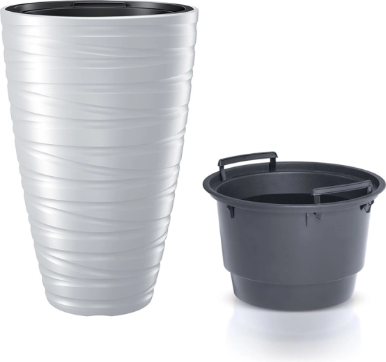Høj urtepotte med indsatse Maze 37,5 cm hvid