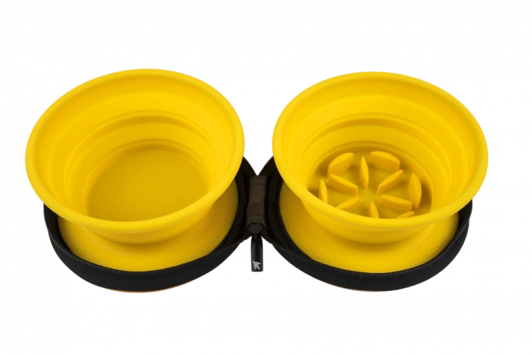 Rejsedobbelskål med foderhæmmer Kiwi Walker – orange, 2 stk.