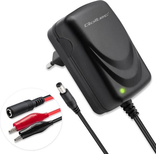 Intelligent batterioplader til AGM, GEL og STD 6V/12V med LED-indikator, 6 W, stik 5,5×2,1 mm, kabel 1,8 m