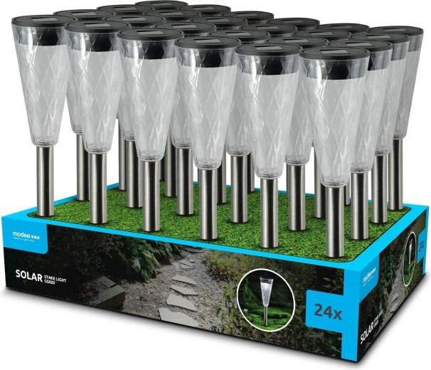 Modee solcelledrevet LED-havelampe til jord GS020 35 cm kold hvid
