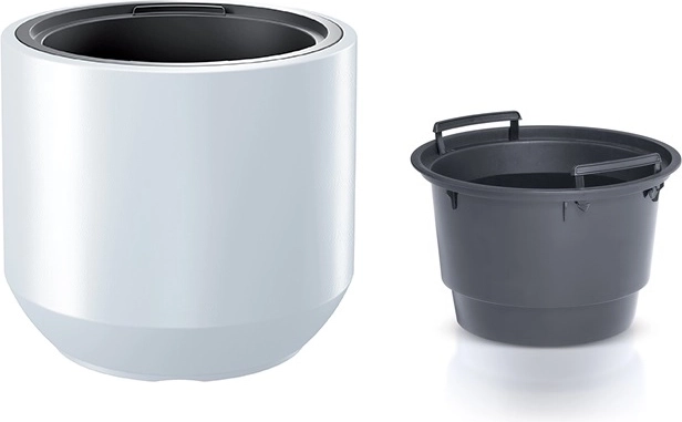 Hvid plastblomsterkrukke med indsats 39 cm