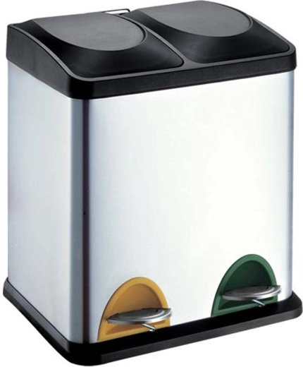 Rustfrit stål affaldssorteringsspand 30 l med pedal