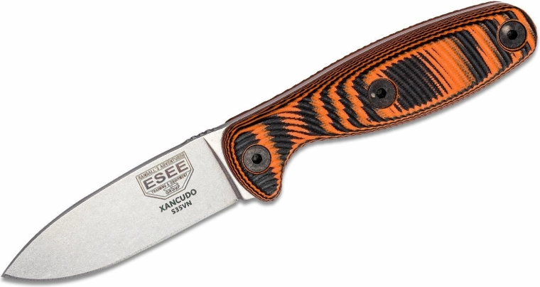 ESEE Xancudo udendørskniv 7,5 cm, stonewash, sort‑orange G10, Zytel-skede