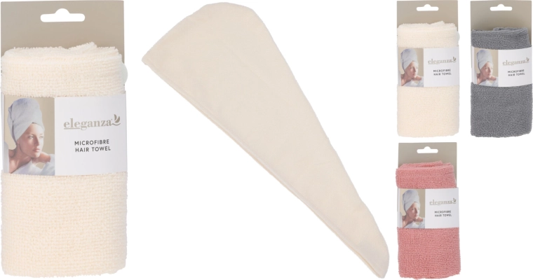 Mikrofiber hårturban 55 × 22 cm med knap