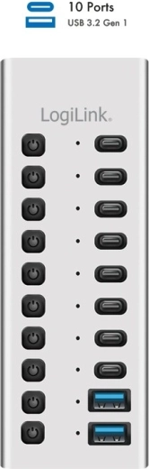 LogiLink USB 3.2 Gen 1 10-port USB-hub USB-A/USB-C med afbrydere