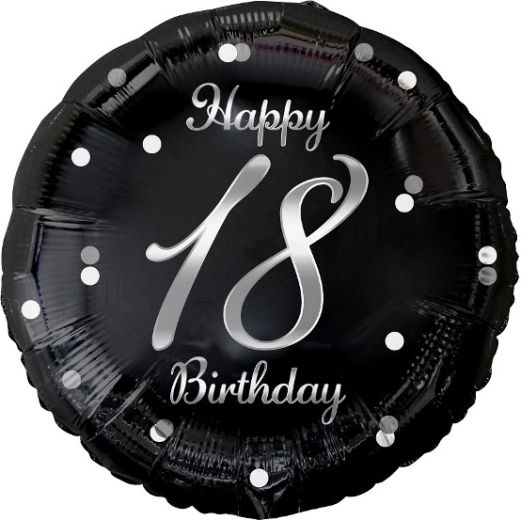 Folieballon Happy 18 Birthday sort 18"
