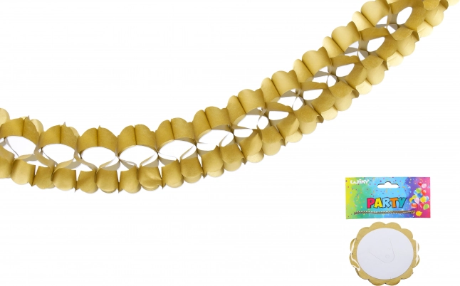 Guld papirguirlande 3,6 m