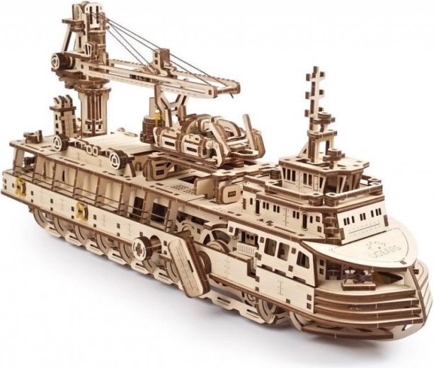 UGEARS 3D mekanisk træpuzzle forskningsskib