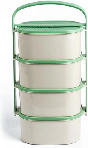 Plastisk madkassebærer 4x1,2 l med mix af farvede låg TORO