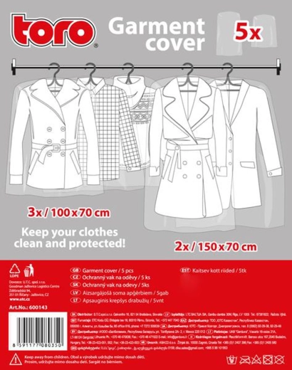 Beskyttelsesposer til tøj – engangs, transparente, sæt med 5 stk.