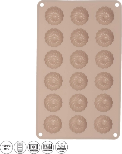 Silikoneform til mini-kranse 18 stk. beige