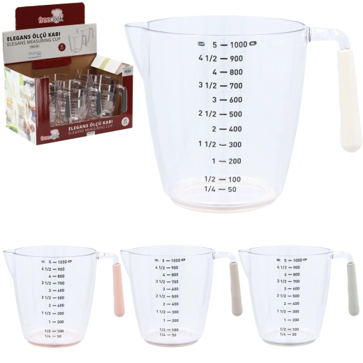 Plastmålekande 1 l med hank og tud