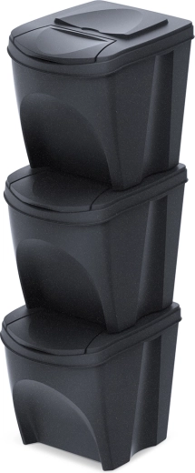 Sæt med 3 sorteringsspande Sortibox Eco Wood 3×25 l – antracit