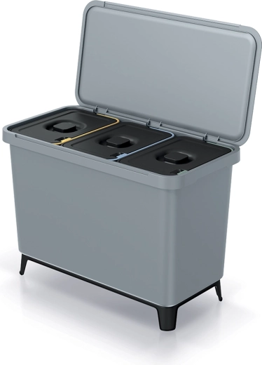 Affaldssorteringsspand 3×10 l lysegrå med separationslåg