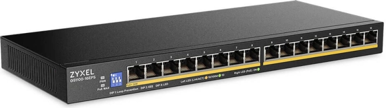 Zyxel gigabit unmanaged switch GS1100-16EPS med PoE (16 porte)