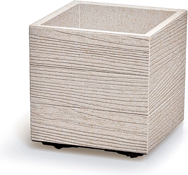 Madera Square Eco Wood urtepotte 29 cm, hvid, plast med UV-beskyttelse